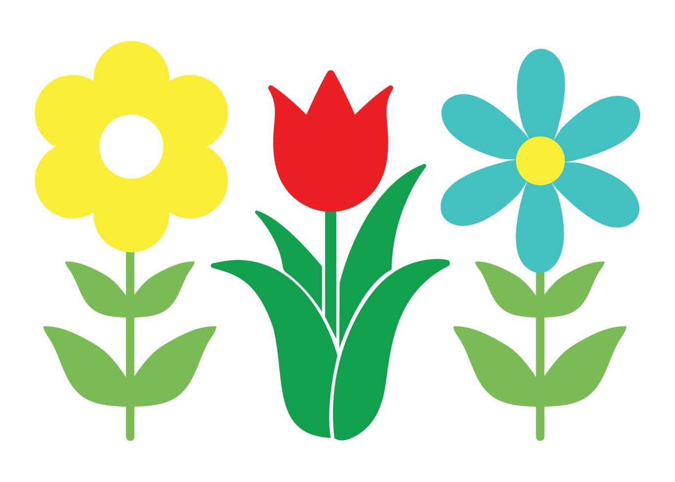 diseño de conjunto de flores simple estilo minimalista ilustración de forma básica floral vector