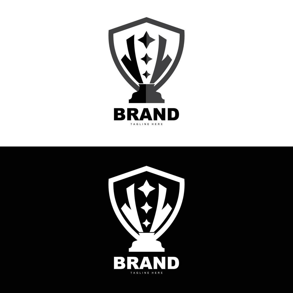 Trophy Logo Design, Award Winner Championship Trophy Vector, Success Brand vector