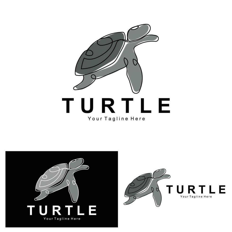 Sea Turtle Logo Design Protected Amphibian Marine Animal Icon Illustration, Vector Brand Corporate Identity