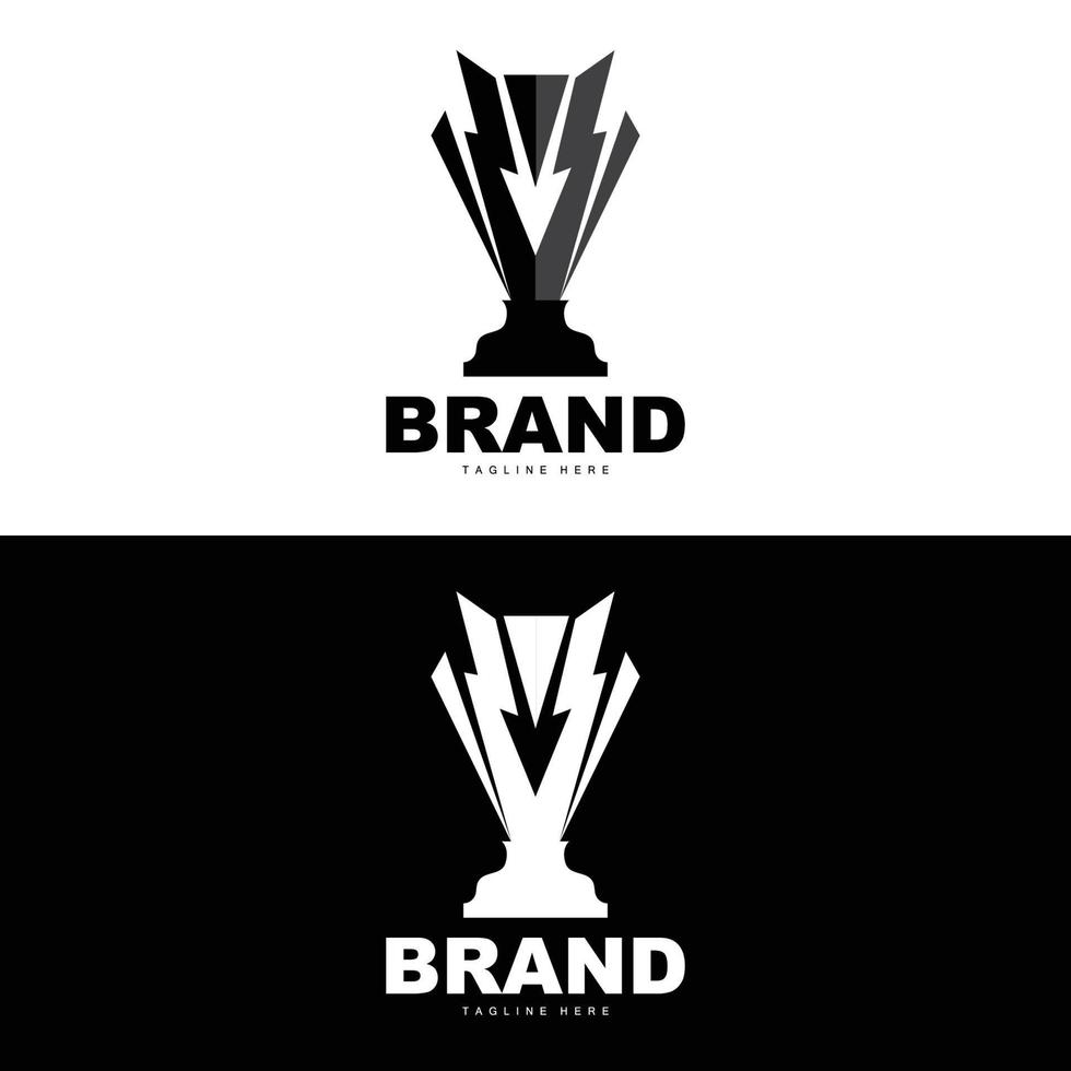 Trophy Logo Design, Award Winner Championship Trophy Vector, Success Brand vector