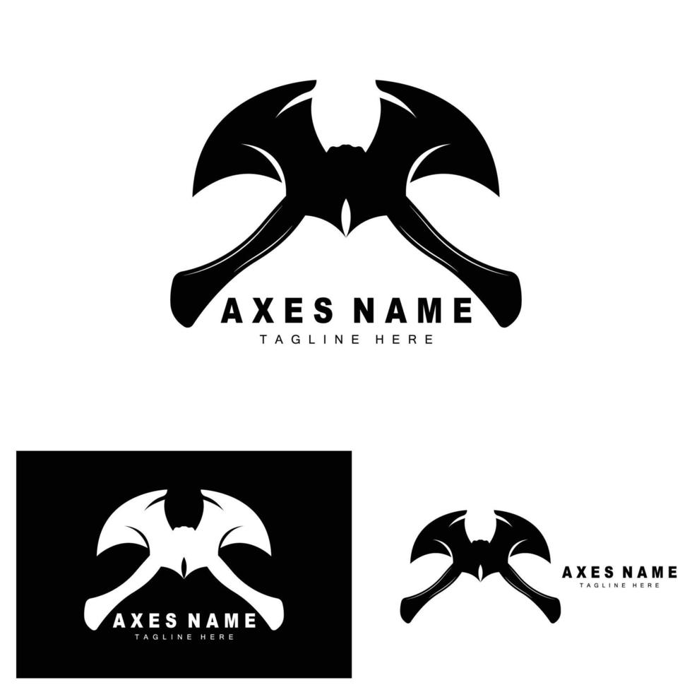 Ax Logo Design, War Tool Illustration and Woodcutter Vector