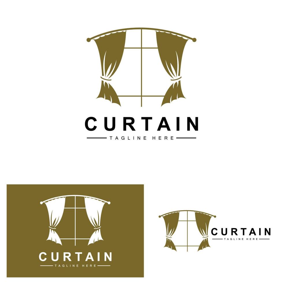 Home And Exhibition Curtain Logo Design, Building Decoration Vector Illustration