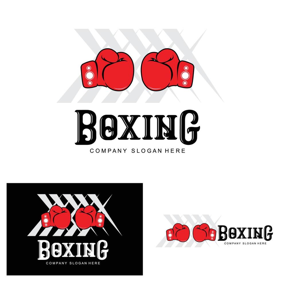 diseño de logotipo de guantes de boxeo, ilustración de vector de arte de luchador de anillo de lucha libre