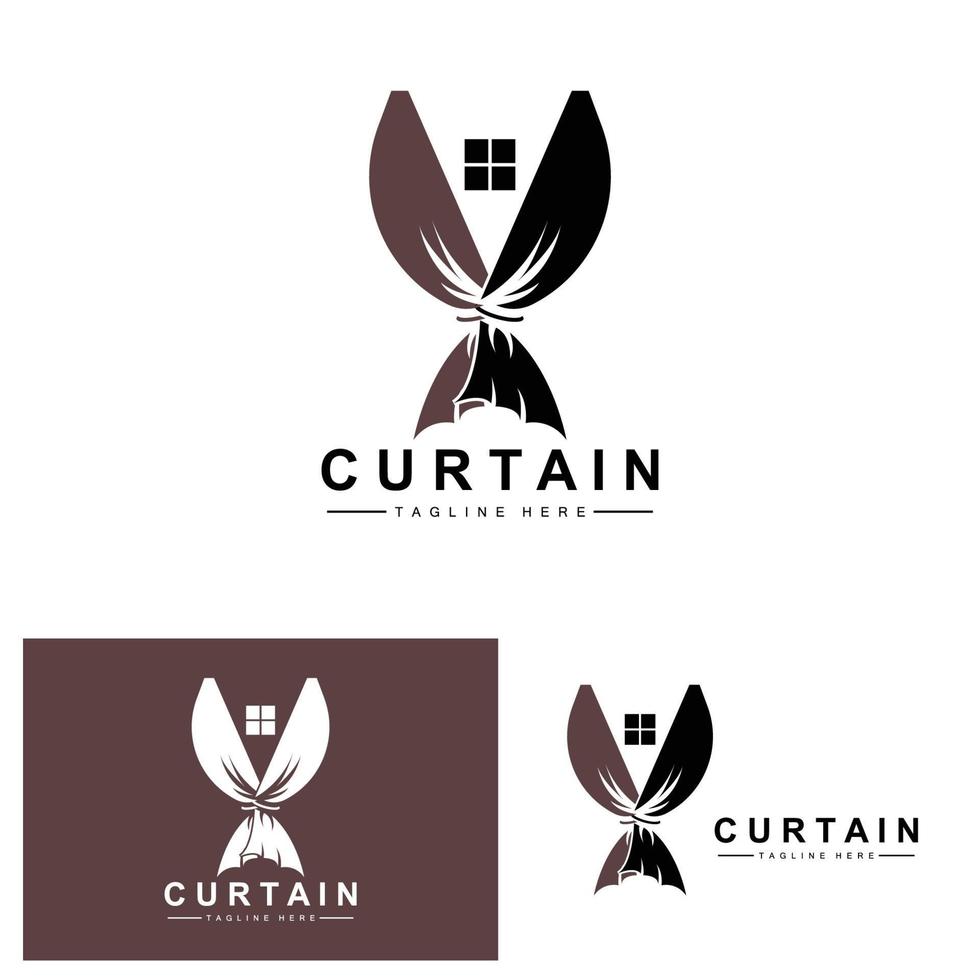 Home And Exhibition Curtain Logo Design, Building Decoration Vector Illustration