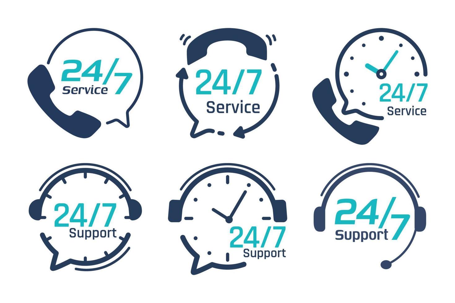 24 hour service icon.Speech bubbles. Phone support consulting customer problems. vector