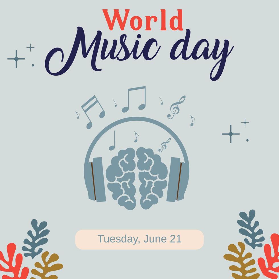 Blue World Music Day, template, vector, illustration. vector