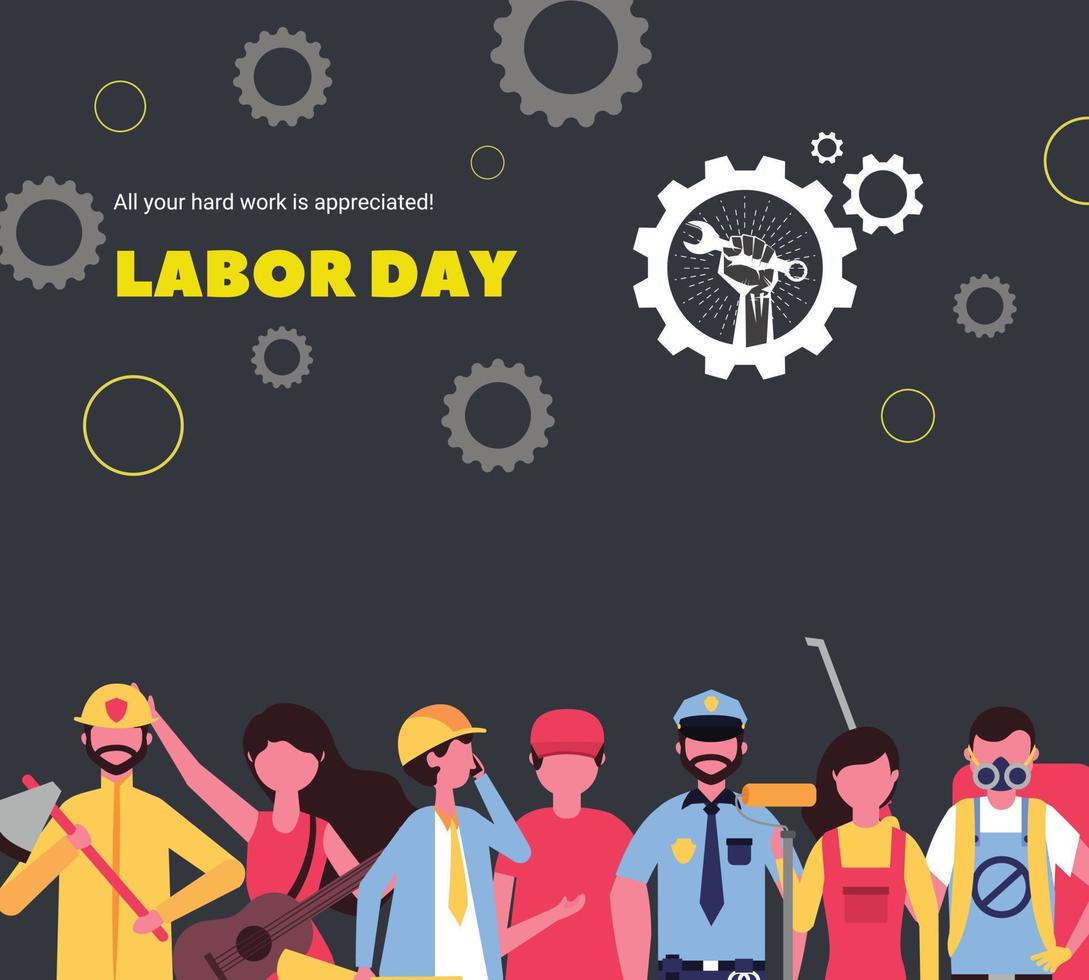Blck Background Minimalist Labour Day vector