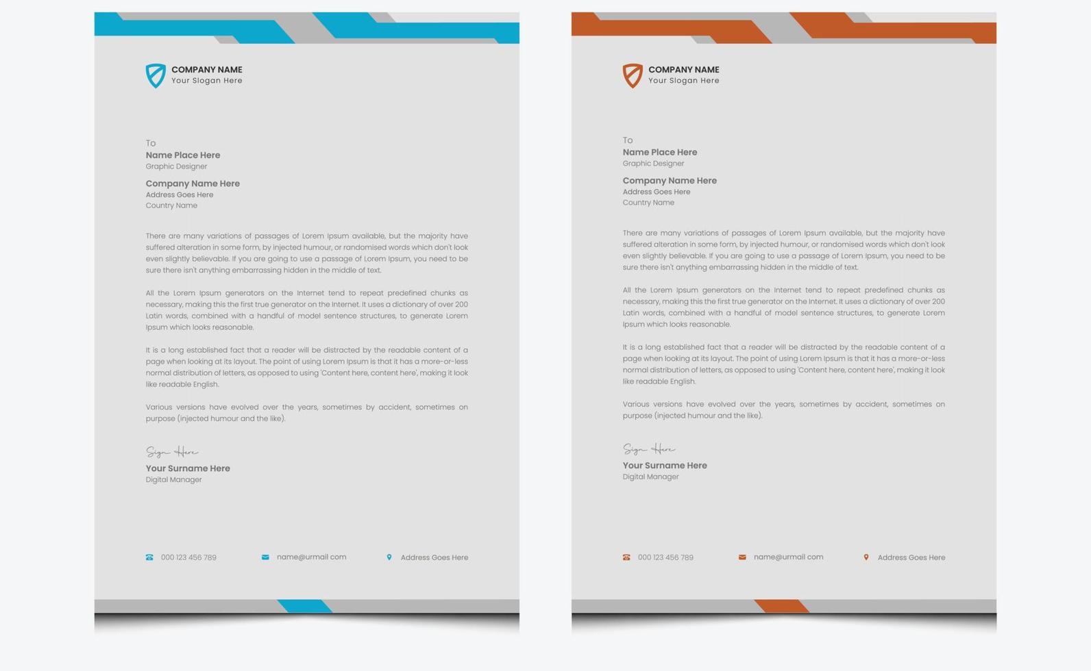 Simple abstract clean creative elegant minimal company corporate identity professional modern business style letterhead template design. vector
