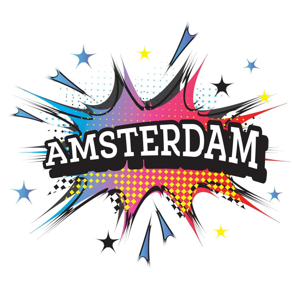 Amsterdam Comic Text in Pop Art Style. vector