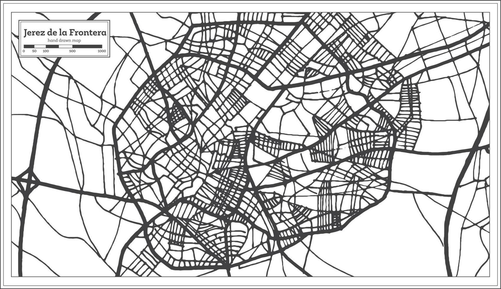 Jerez de la Frontera Spain City Map in Retro Style. Outline Map. vector