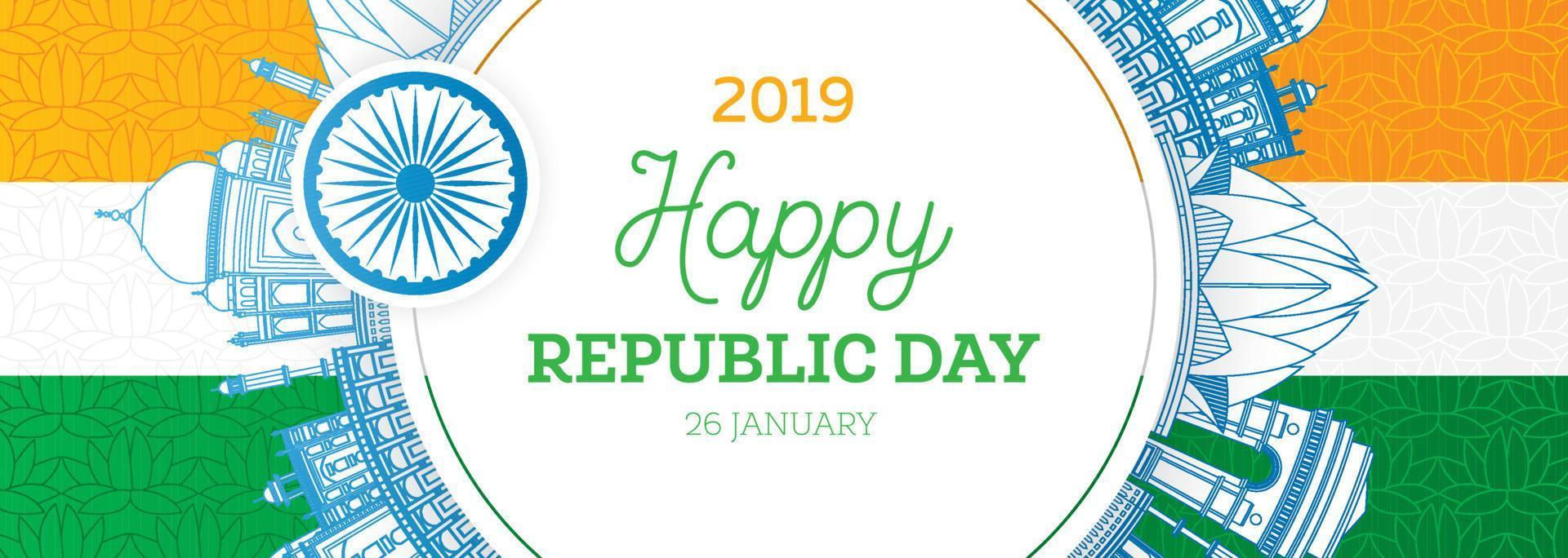 Republic Day in India. 26 January and Indian Flag vector