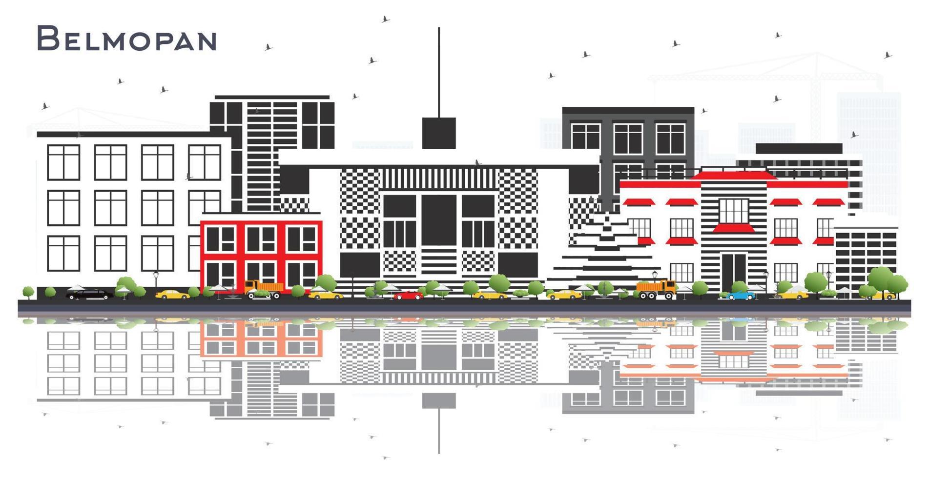Belmopan Belize City Skyline with Gray Buildings and Reflections Isolated on White. vector