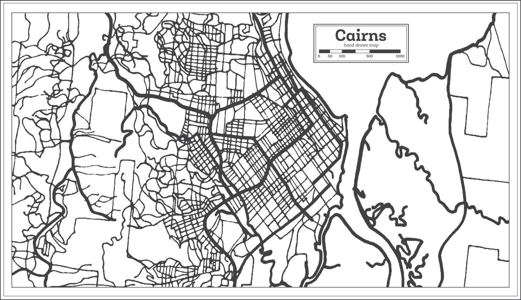 mapa de la ciudad de cairns australia en color blanco y negro. esquema del mapa. vector