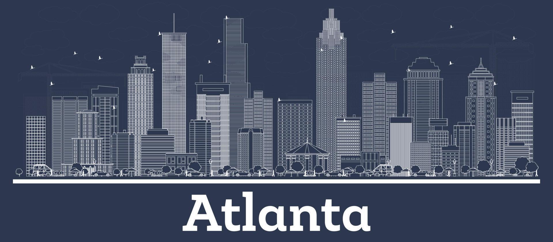 Outline Atlanta Georgia City Skyline with White Buildings. vector