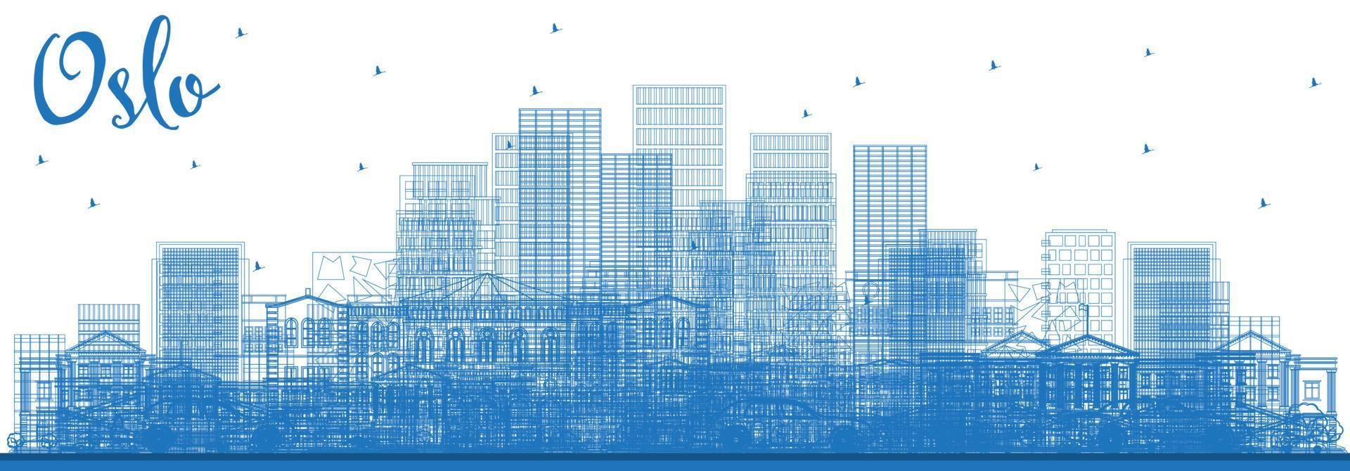 delinear el horizonte de oslo noruega con edificios azules. vector