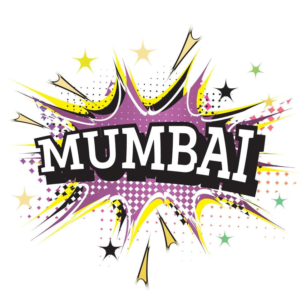 mumbai texto cómico en estilo pop art aislado sobre fondo blanco. vector