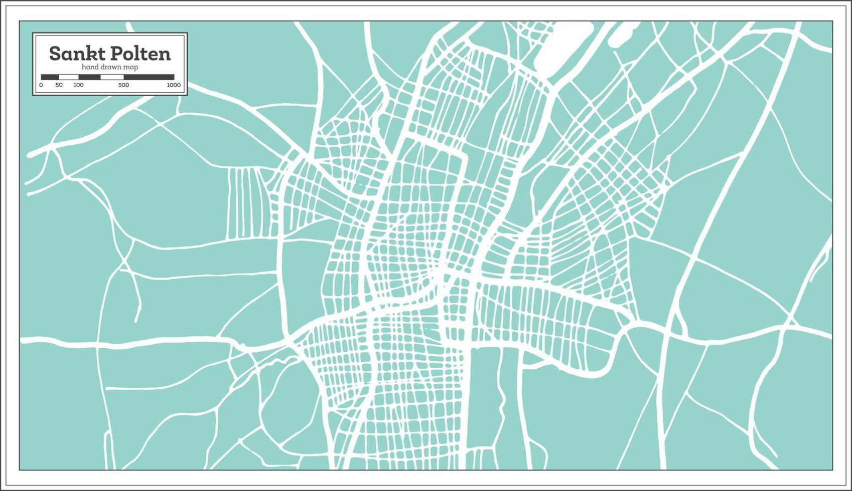 mapa de la ciudad de sankt polten austria en estilo retro. esquema del mapa. vector