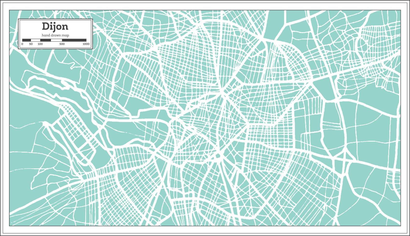 mapa de la ciudad de dijon francia en estilo retro. esquema del mapa. vector