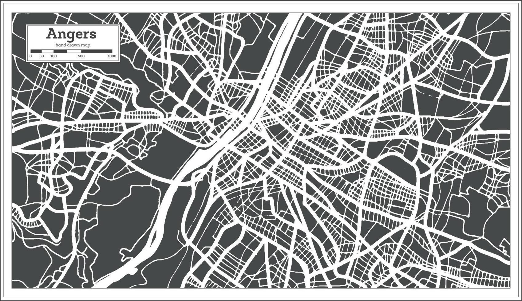 enfada el mapa de la ciudad de francia en estilo retro. esquema del mapa. ilustración vectorial vector