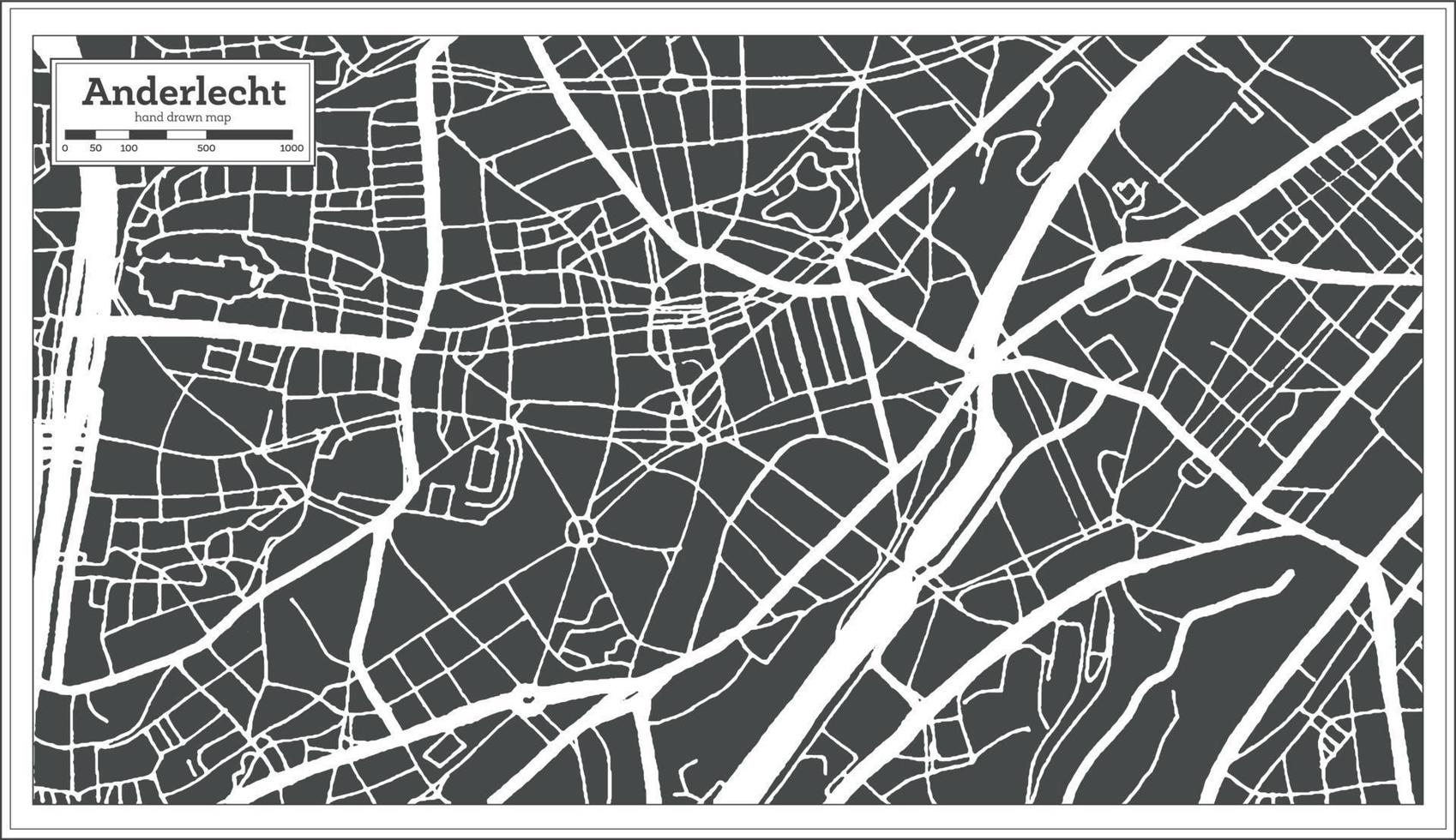 Anderlecht City Map in Retro Style. Outline Map. vector