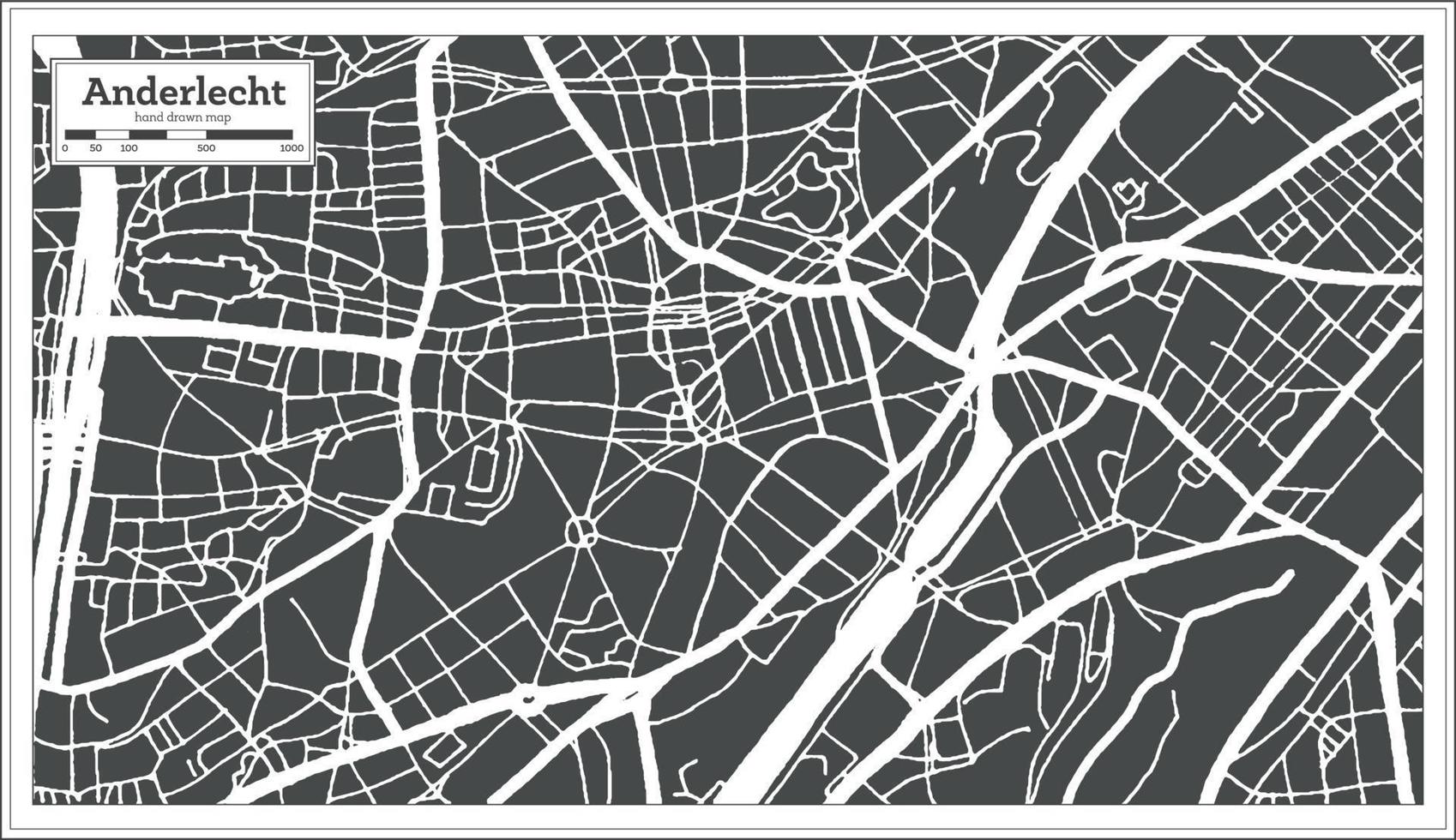 mapa de la ciudad de anderlecht en estilo retro. esquema del mapa. vector