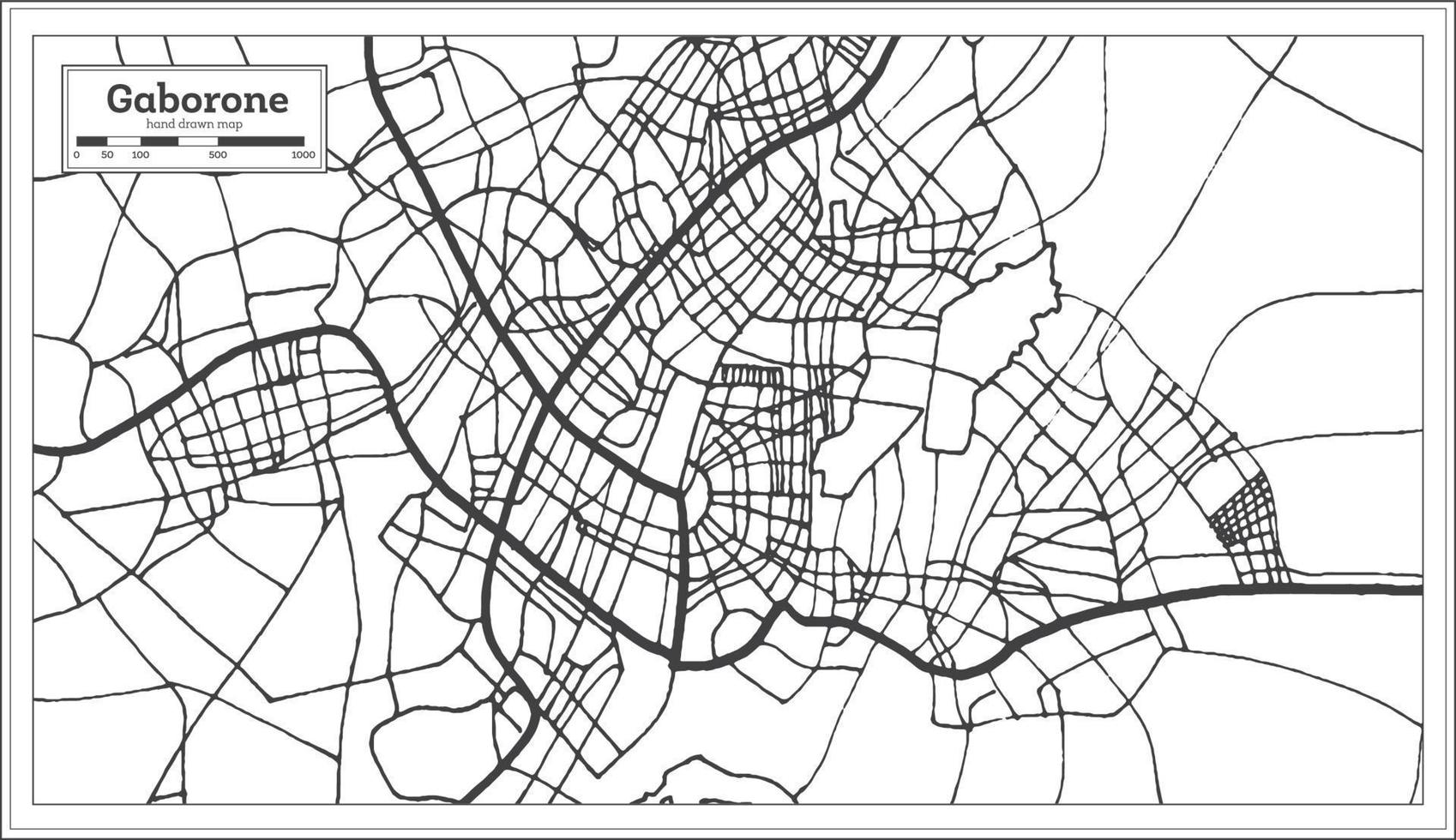 mapa de la ciudad de gaborone botswana en estilo retro. esquema del mapa. vector