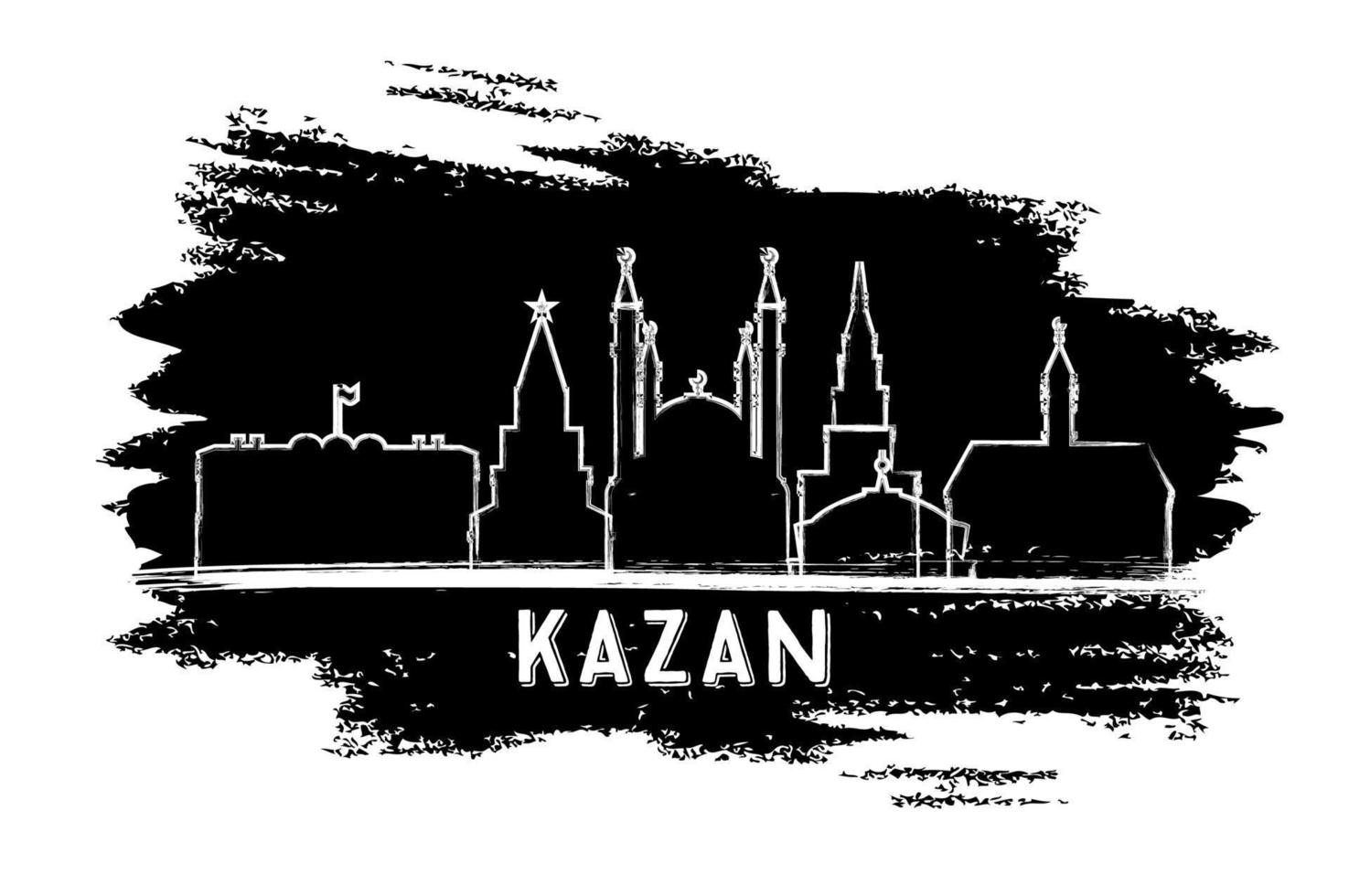 Kazan Russia City Skyline Silhouette. Hand Drawn Sketch. vector