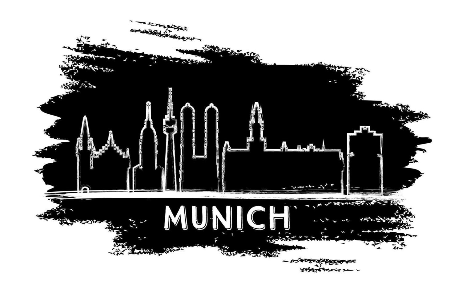 silueta del horizonte de la ciudad de munich alemania. boceto dibujado a mano. vector