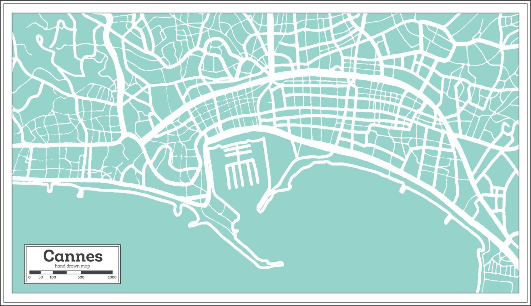 Cannes France City Map in Retro Style. Outline Map. Vector Illustration.