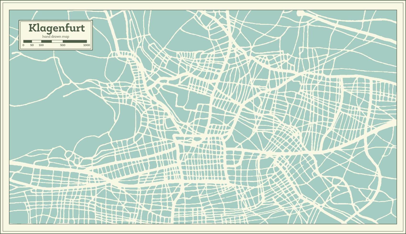 mapa de la ciudad de klagenfurt austria en estilo retro. esquema del mapa. vector