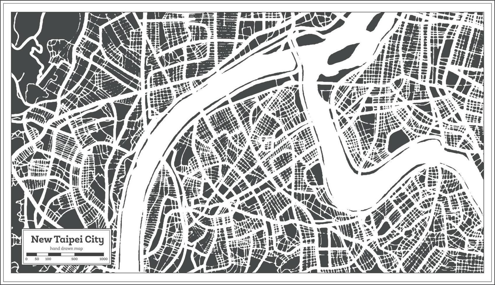 New Taipei City Taiwan City Map in Retro Style. Outline Map. vector