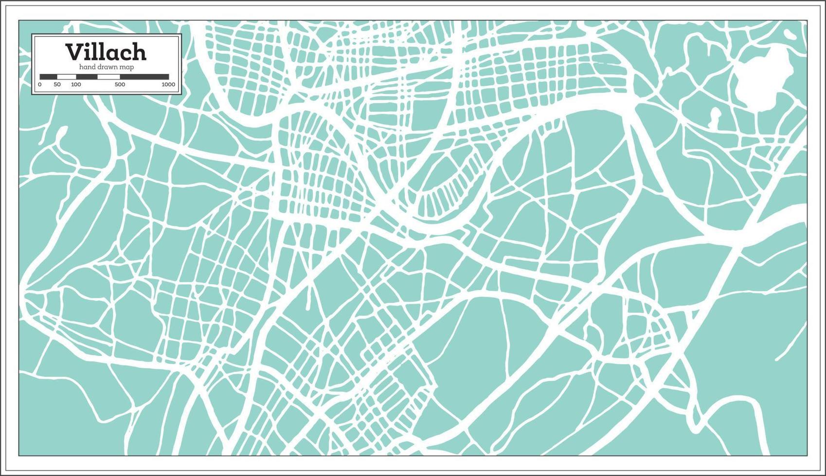 Villach Austria City Map in Retro Style. Outline Map. vector