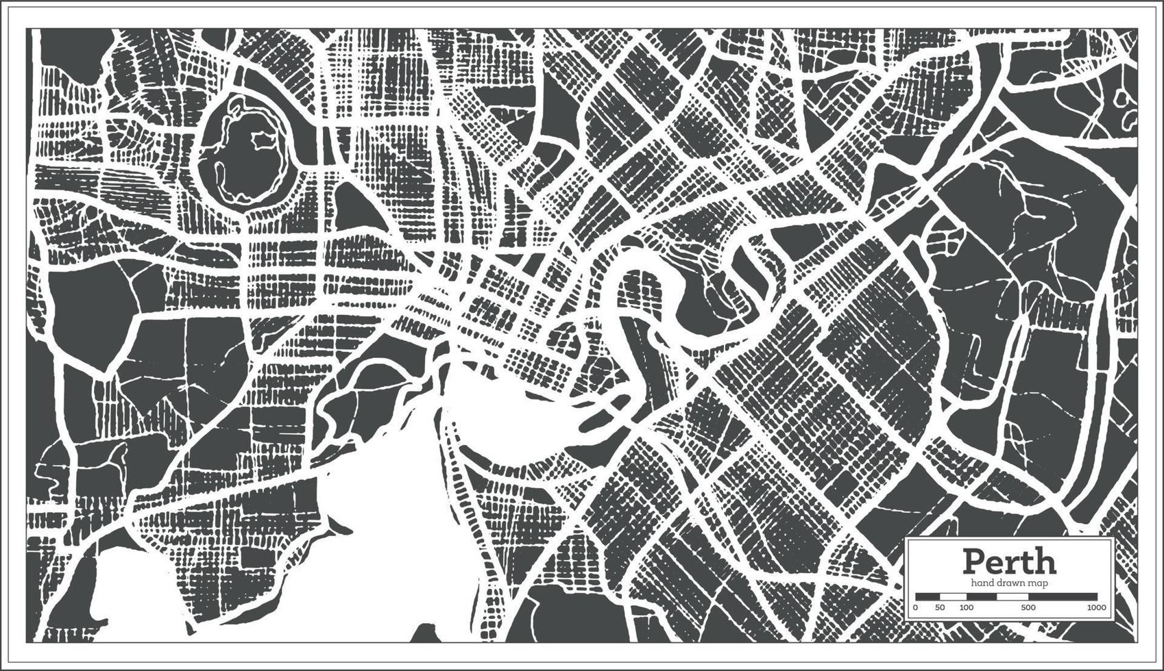 mapa de la ciudad de perth australia en estilo retro. esquema del mapa. vector
