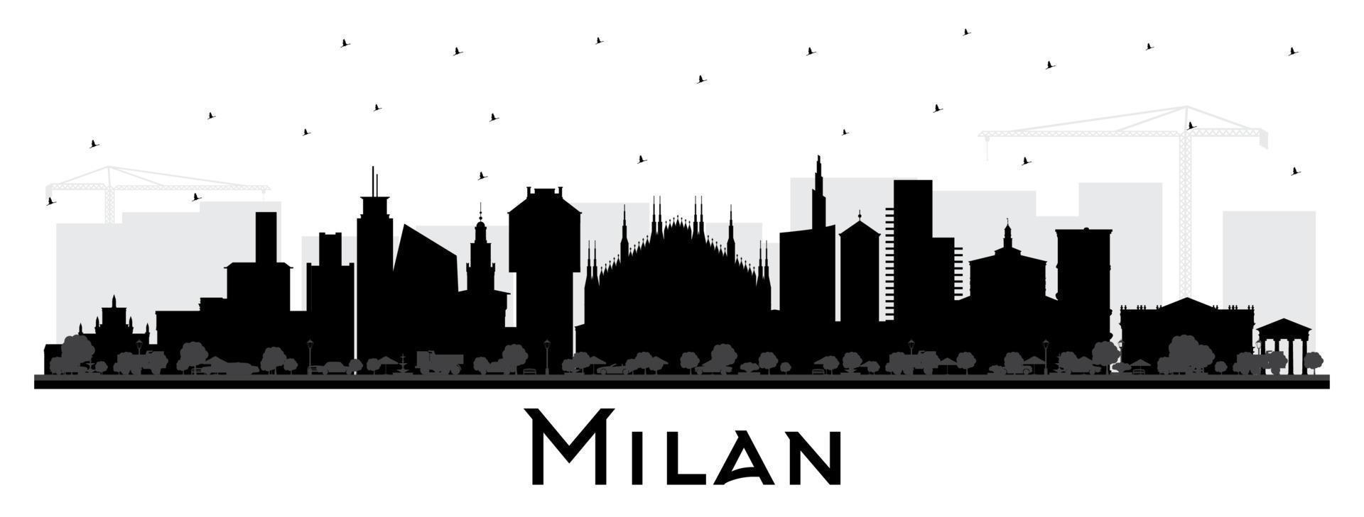 Milan Italy City Skyline Silhouette with Color Buildings Isolated on White. vector