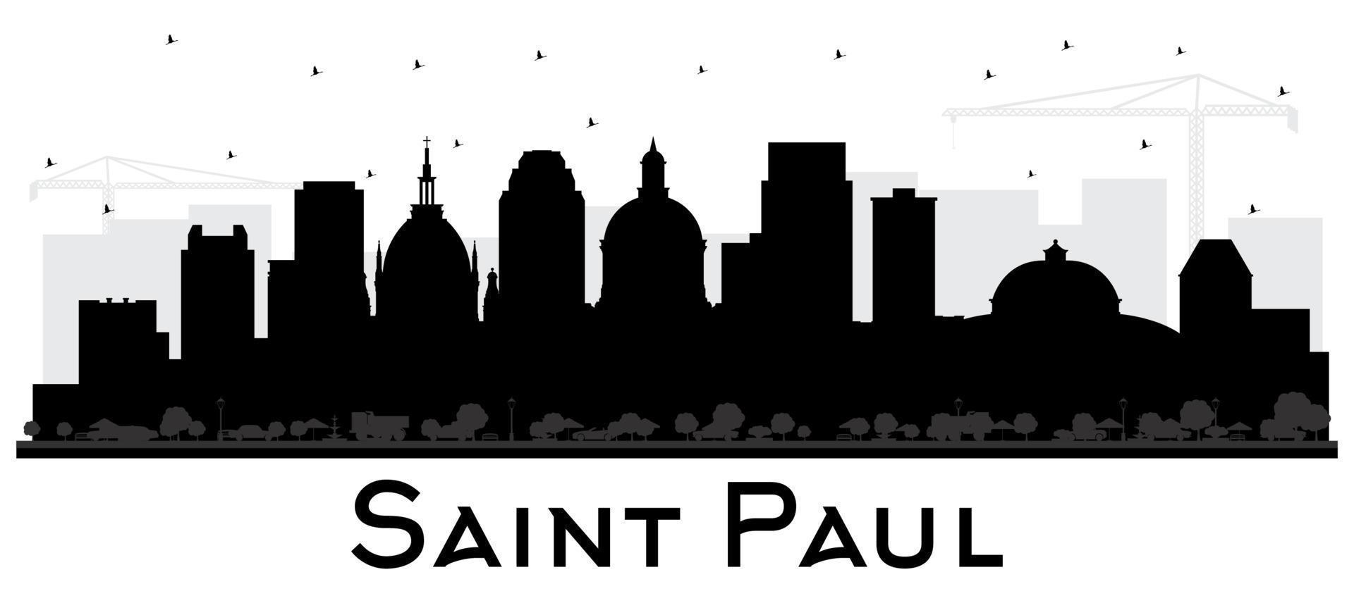 Saint Paul Minnesota City Skyline Silhouette with Black Buildings Isolated on White. vector