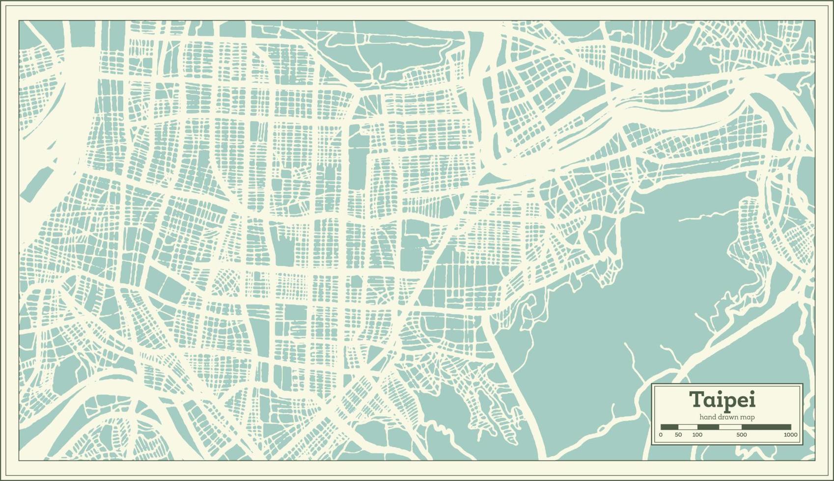 Taipei Taiwan City Map in Retro Style. Outline Map. vector