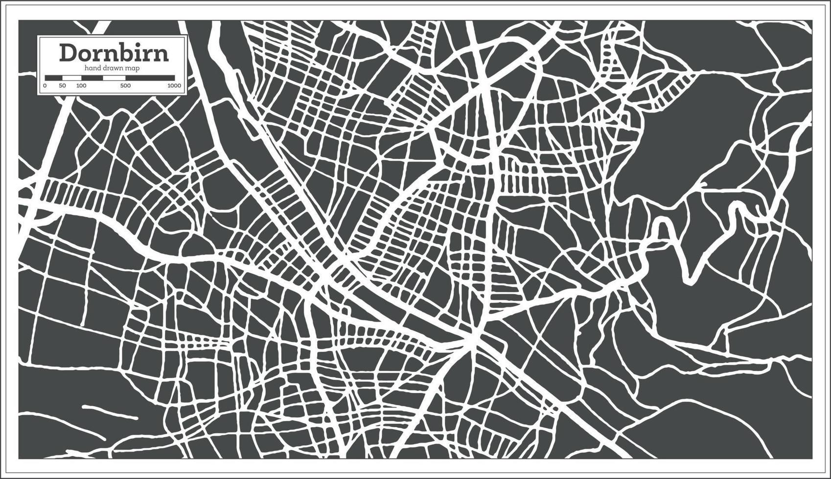 mapa de la ciudad de dornbirn austria en estilo retro. esquema del mapa. vector