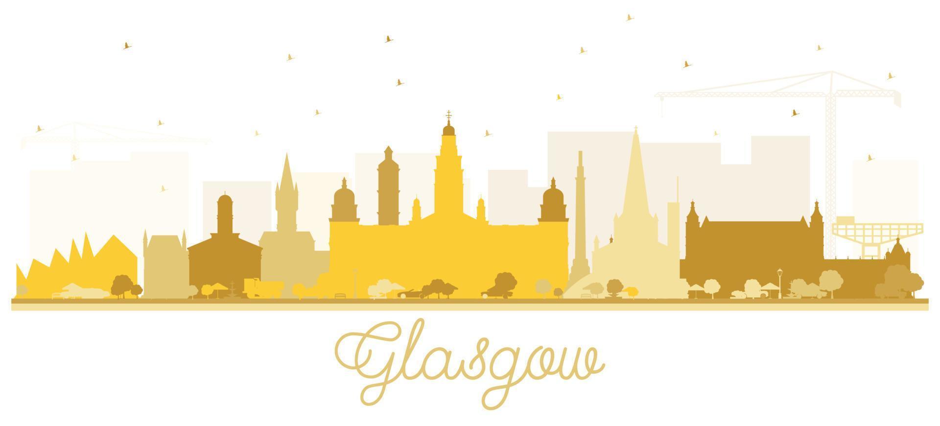 Glasgow Scotland City Skyline with Golden Buildings Isolated on White. vector
