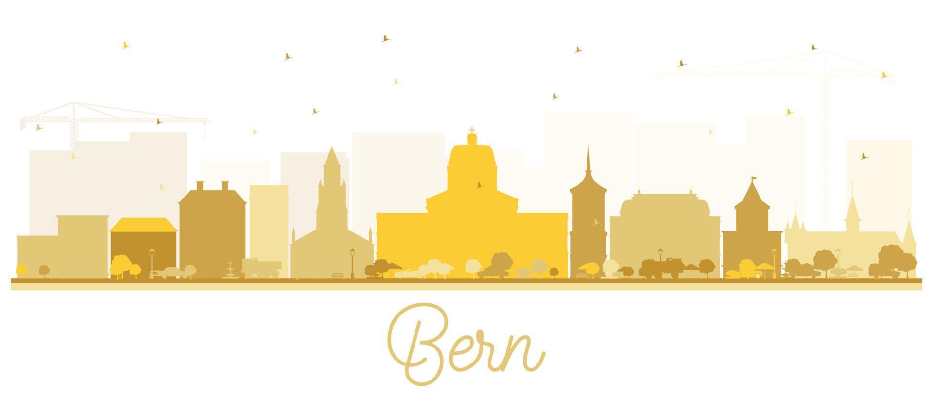 Bern Switzerland City Skyline with Golden Buildings Isolated on White. vector