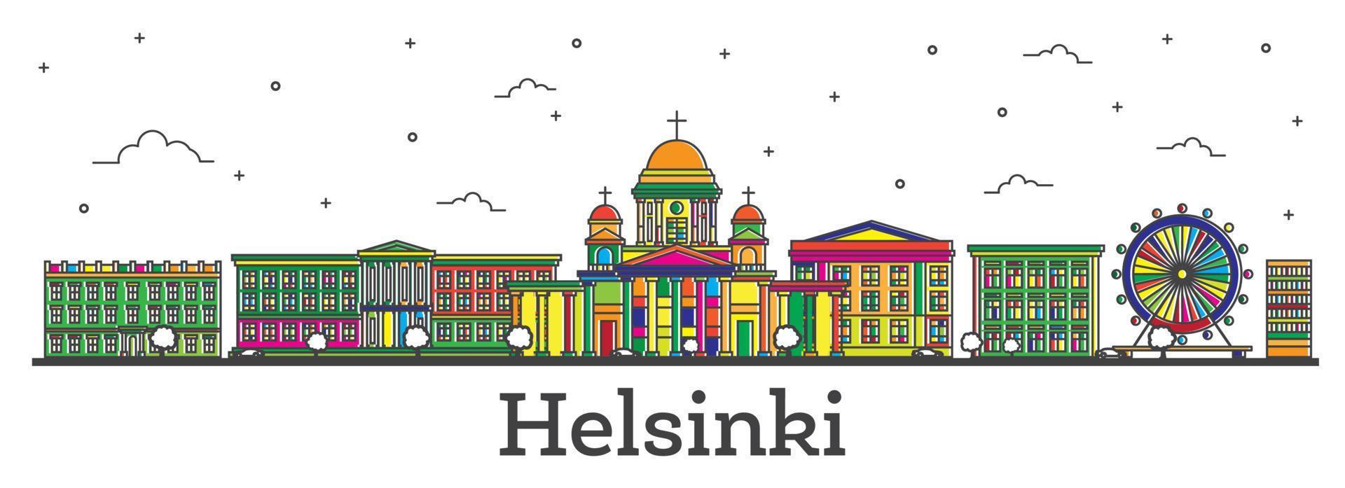 horizonte de la ciudad de helsinki finlandia. vector