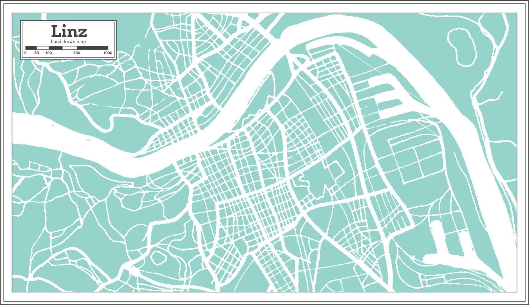 mapa de la ciudad de linz austria en estilo retro. esquema del mapa. vector