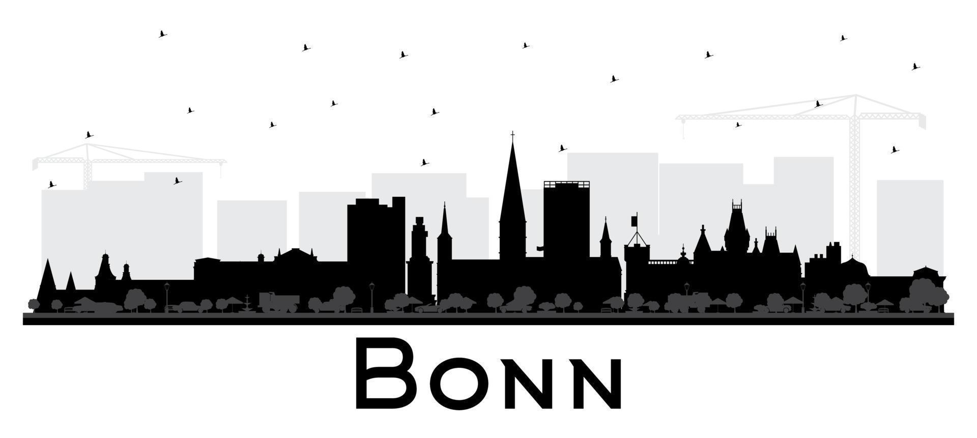 silueta del horizonte de la ciudad de bonn alemania con edificios negros aislados en blanco. vector