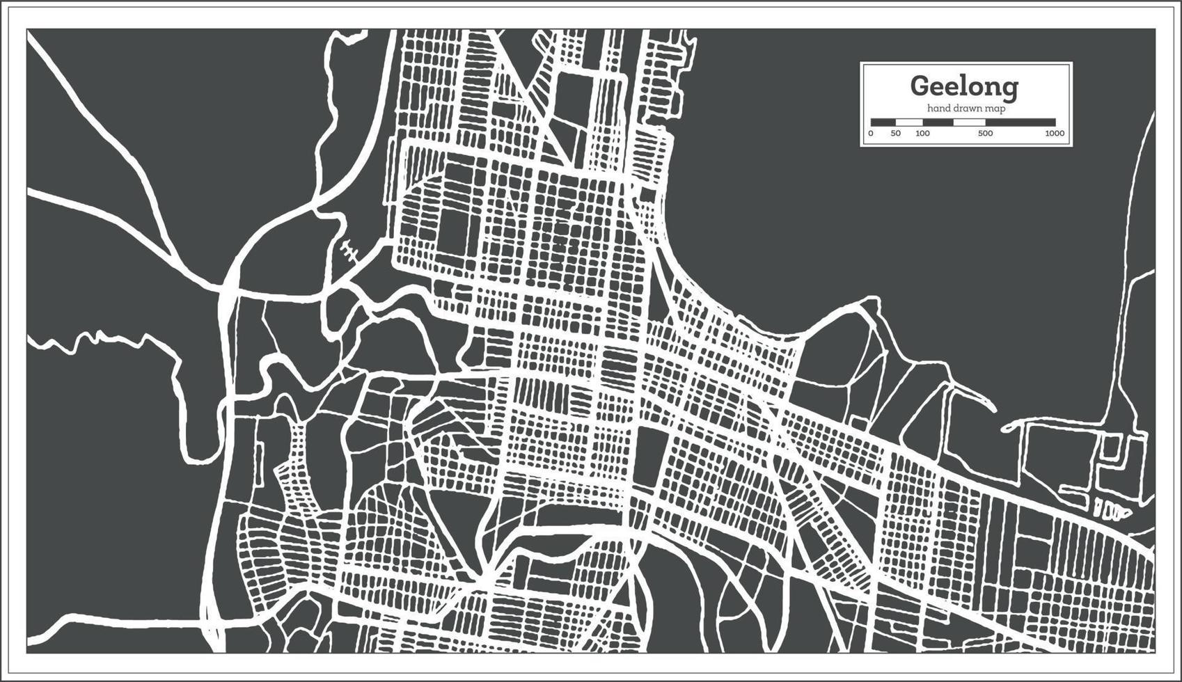 mapa de la ciudad de geelong australia en estilo retro. esquema del mapa. vector