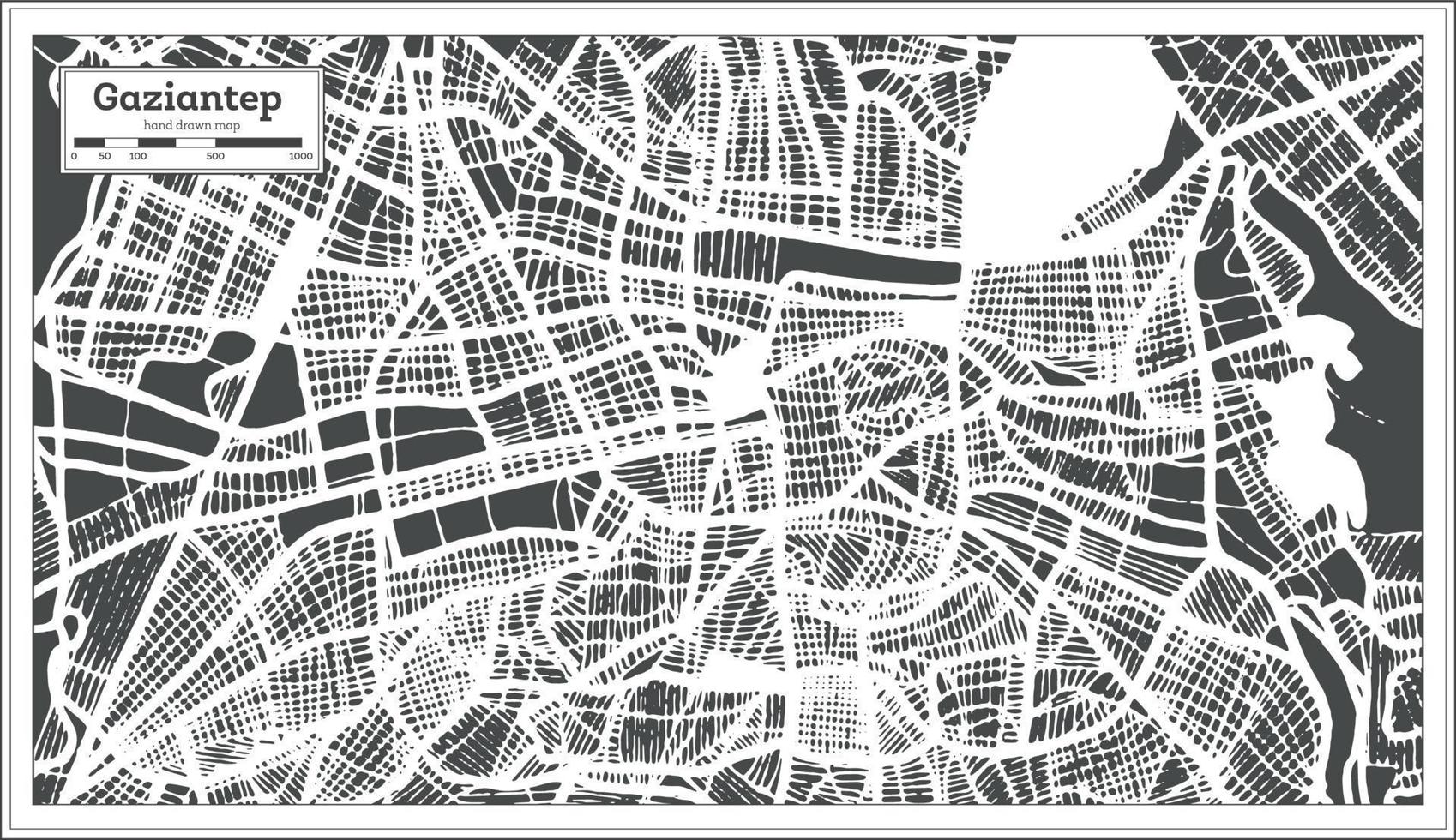 mapa de la ciudad de gaziantep, turquía, en estilo retro. esquema del mapa. vector