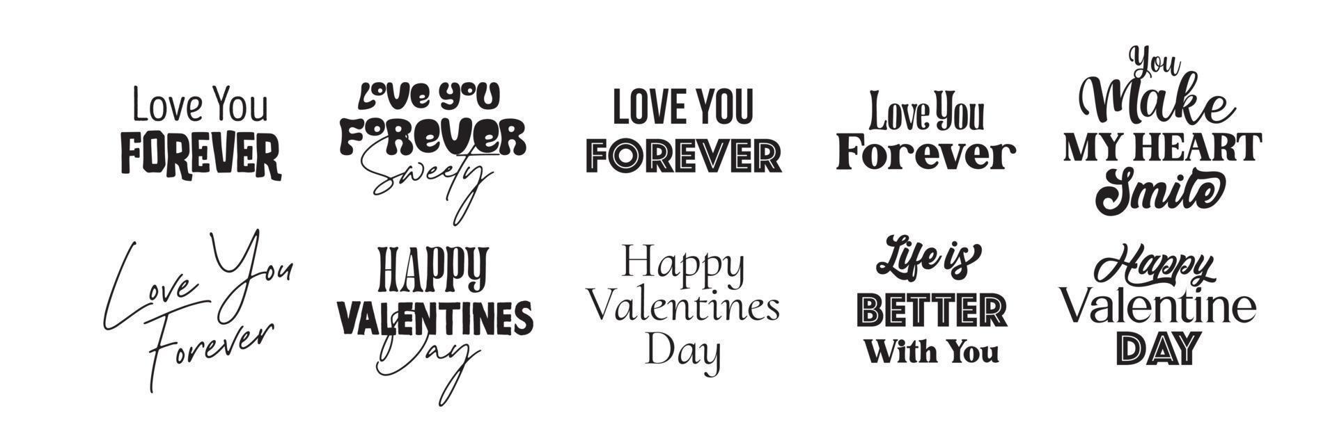 conjunto de letras para la celebración del día de san valentín vector