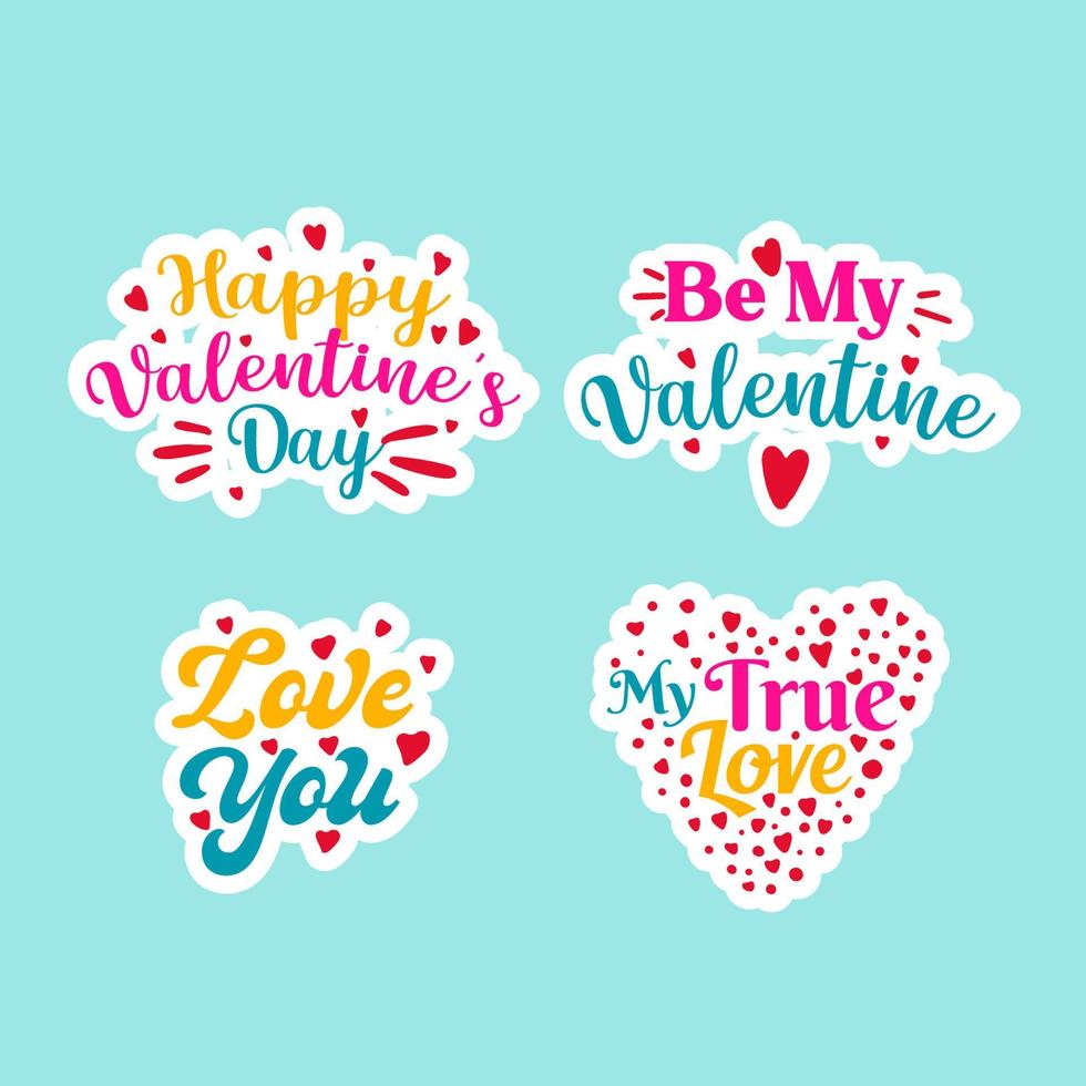 conjunto de pegatinas de letras para la celebración del día de san valentín vector