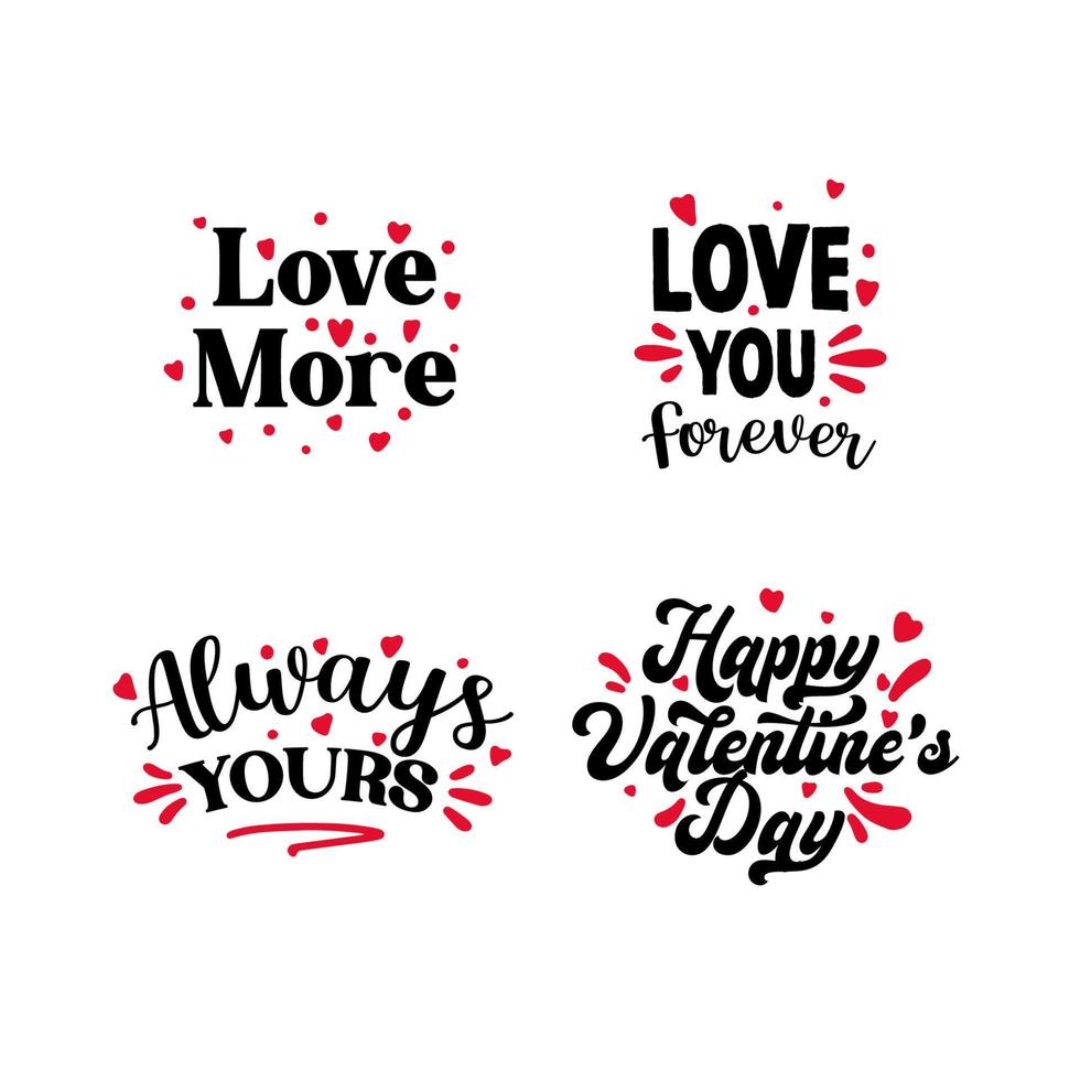 conjunto de letras para la celebración del día de san valentín vector