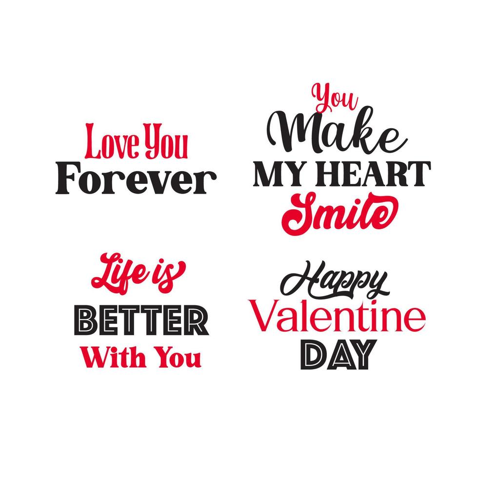 Set of lettering for Valentine's Day celebration vector