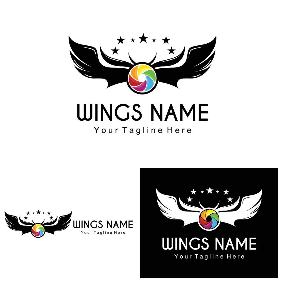 diseño de logotipo de alas, vector de alas de escudo, ilustración de plumas de pájaro