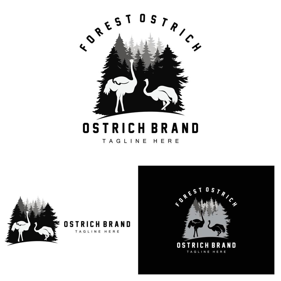 diseño de logotipo de avestruz, ilustración de animales del desierto, vida en el bosque, producto de marca de camello vectorial vector